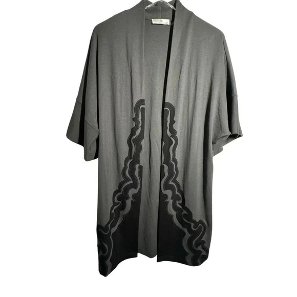 Natori Kimono Cardigan Women's size Small Black Gray asian inspired - Picture 8 of 8